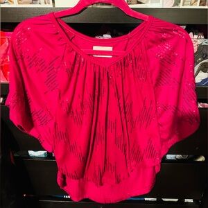 Hot pink batwing shirt with sequins magenta medium party shirt